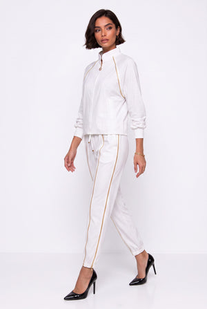 Stand-up Collar Zipper Detailed Set Ecru