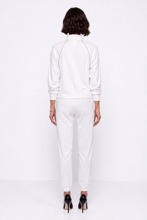 Stand-up Collar Zipper Detailed Set Ecru