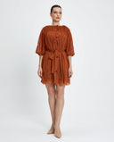 Embroidered Tunic with Tie Neck