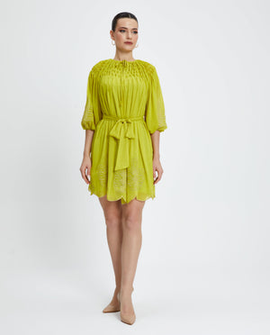 Embroidered Tunic with Tie Neck