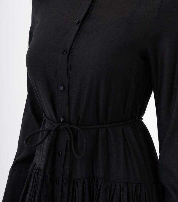 Color-Block Glitter Shirt Dress Black