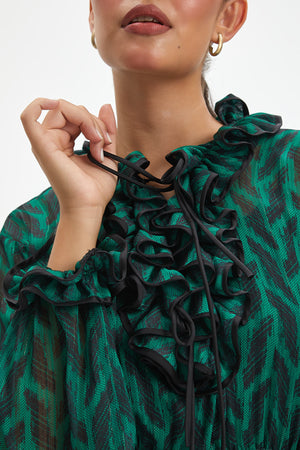 Kat Kat Volanlı Şifon Elbise - görsel 5