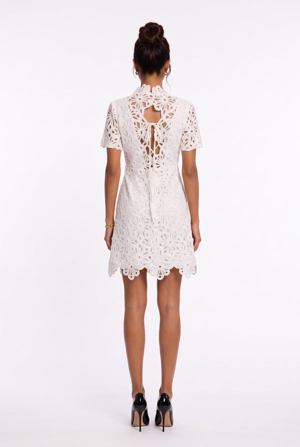 Ecru Lace Half-Neck Mini Dress