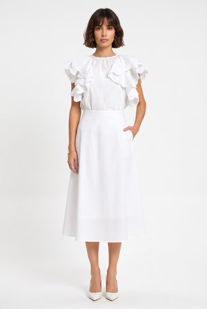 Ruffle Detail Blouse & Skirt Set