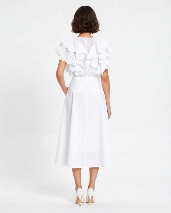 Ruffle Detail Blouse & Skirt Set