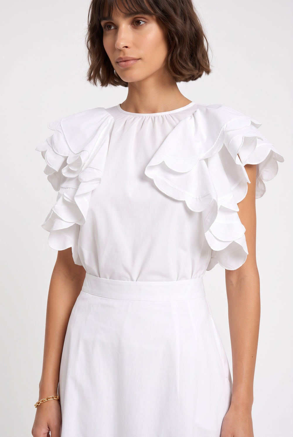 Ruffle Detail Blouse & Skirt Set