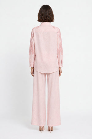 Textured Shirt & Trousers Set Pink