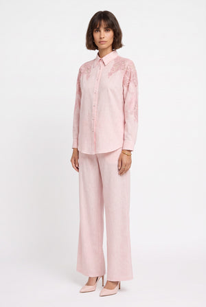 Textured Shirt & Trousers Set Pink