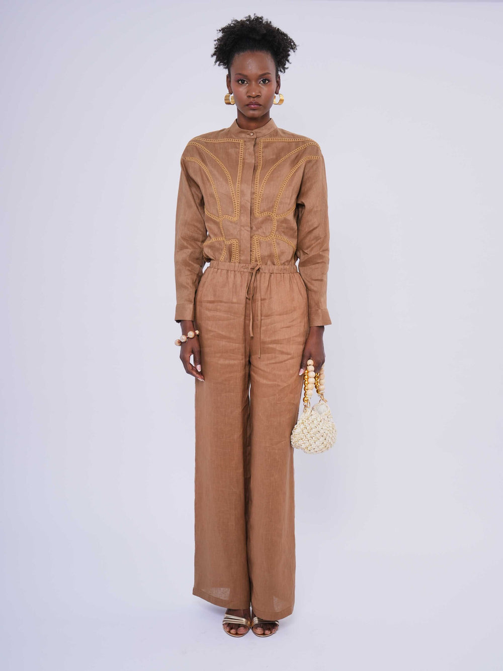 Kapüşonlu Desen Üst & Pantolon Takım Koyucamel