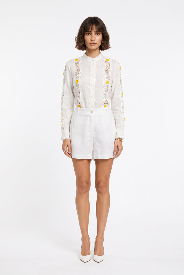 Embroidered Shirt & Shorts Set