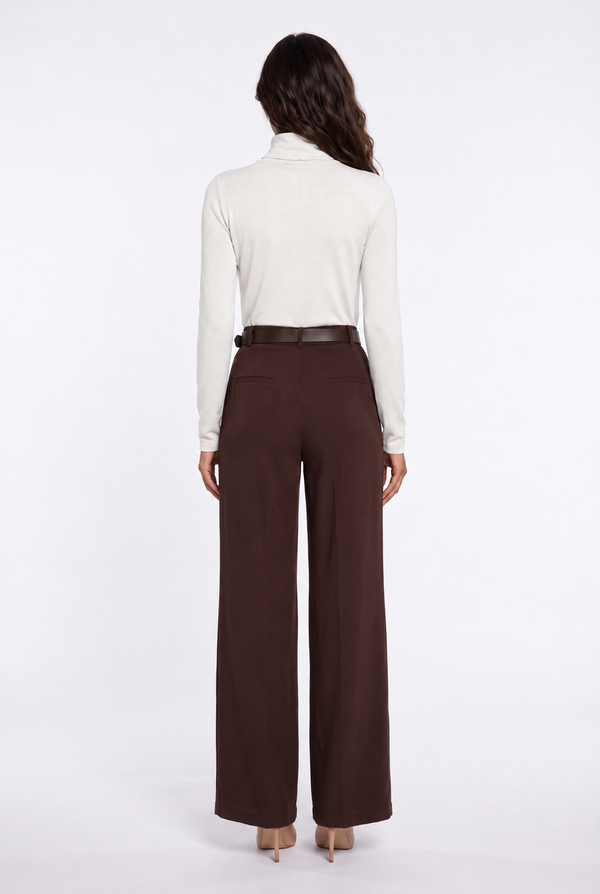 Belted Wide-Leg Trousers Brown