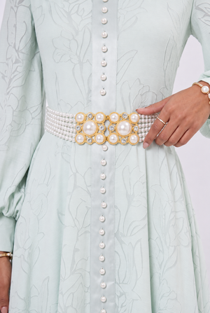 Button-Front Belted Midi Dress Mint