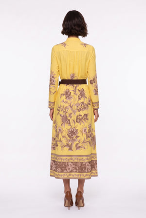Halter Neck Patterned Belted Dress Yellow
