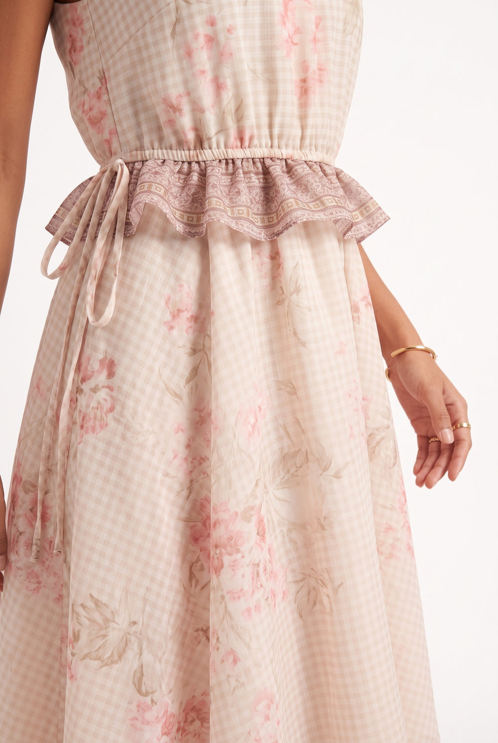 Halter Neck Floral Print Midi Dress Powder