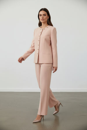 Gold Düğmeli Blazer & Bol Paça Pantolon Takım - görsel 1