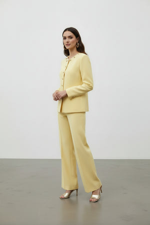Gold Düğmeli Blazer & Bol Paça Pantolon Takım - görsel 3