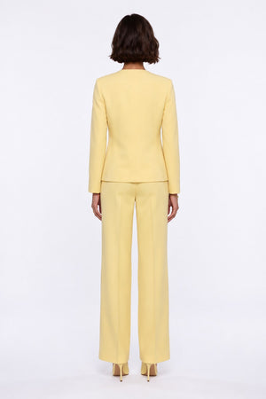 Gold Button Blazer & Wide Leg Trouser Set Yellow