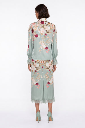 Mint Lace-Detailed Floral Pattern Set