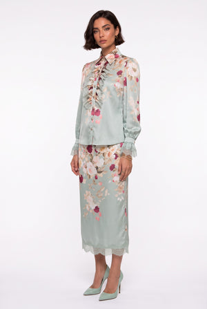 Mint Lace-Detailed Floral Pattern Set