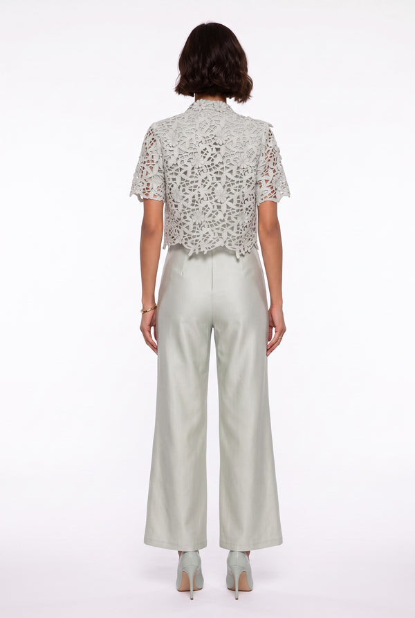 Dantel Ceketli Fiyonk Detaylı Tulum Mint