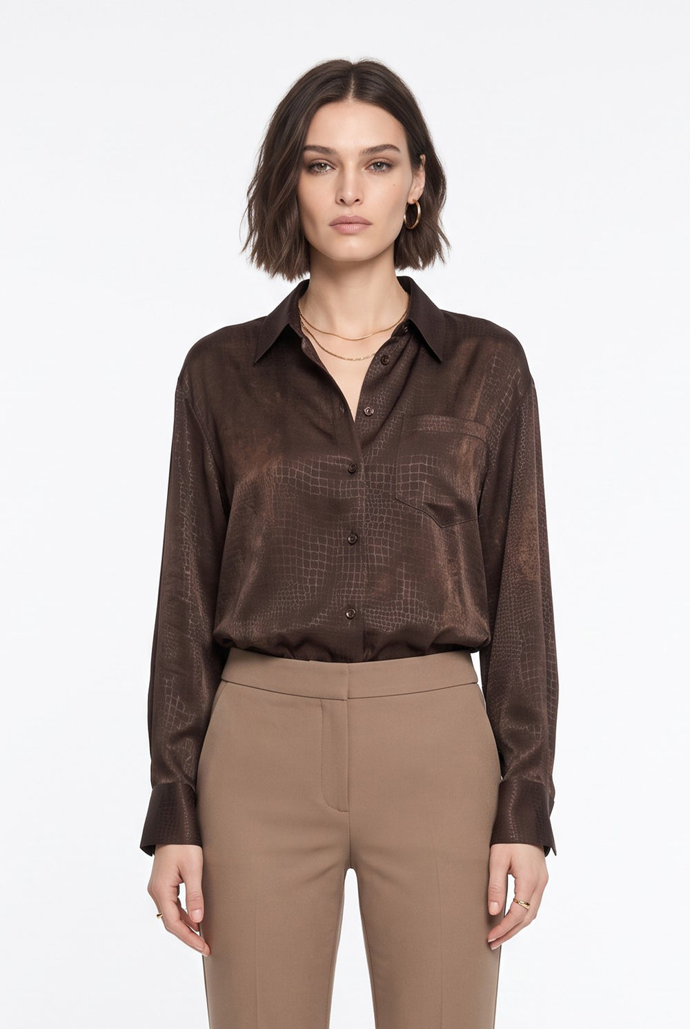 Snake Print Shirt Coffee