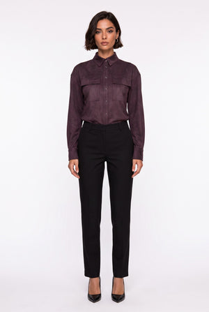 Double-Pocket Suede Shirt Burgundy