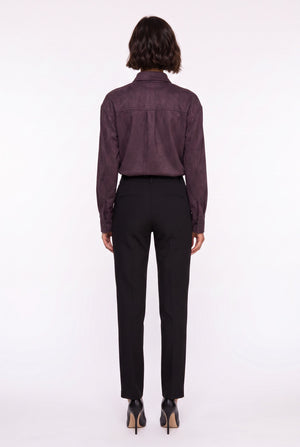 Double-Pocket Suede Shirt Burgundy