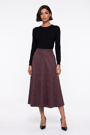 Midi Suede Skirt Burgundy