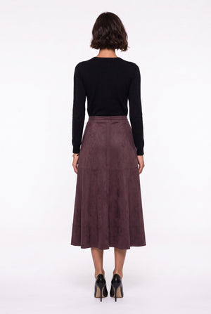Midi Suede Skirt Burgundy