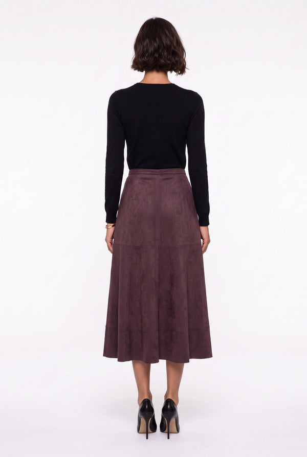 Midi Suede Skirt Burgundy