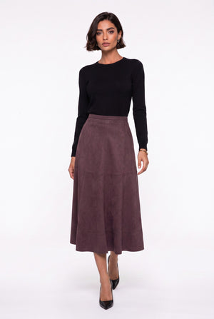 Midi Suede Skirt Burgundy