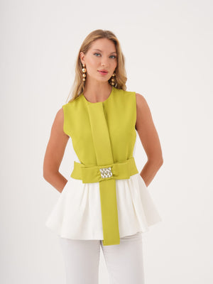 Taş Kemerli Peplum Bluz & Pantolon Takım - görsel 3