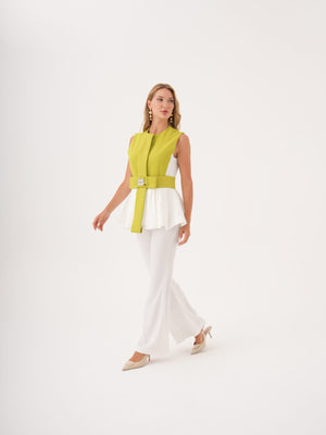 Taş Kemerli Peplum Bluz & Pantolon Takım - görsel 4