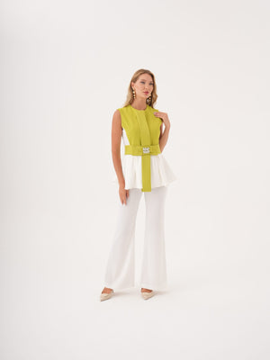 Taş Kemerli Peplum Bluz & Pantolon Takım - görsel 5