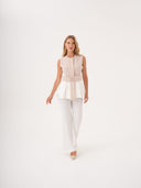 Taş Kemerli Peplum Bluz & Pantolon Takım